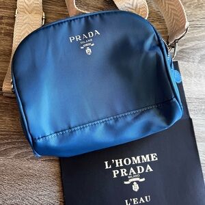 Prada Vibrant Blue crossbody/ makeup bag GWP